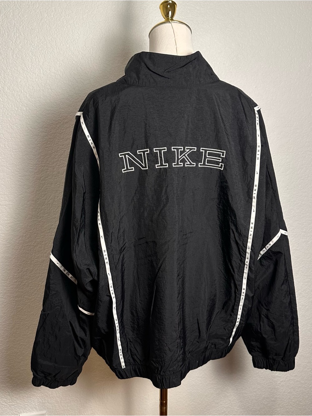 Nike Black Track Bomber Jacket with White Trim